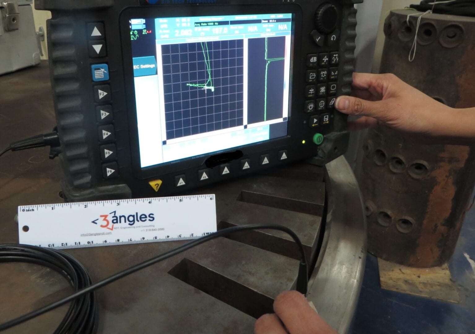 Eddy Current Testing Results on a monitor